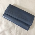 Vintage Wallet Navy Blue Leather Checkbook Coin Purse Allied Leather