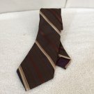 Mens Vintage Tie Botany 500 Brown Polyester Blend Stripe 3” Wide 1980s