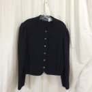 Womens Vintage Cardigan 100% Wool Woodstock Bernard Black Metal Buttons Medium