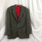 Mens 1991 Vintage Blazer Tweed Made USA Black Cream Patch Pockets Wool 44R