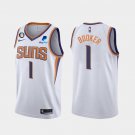 Men's & New Phoenix Suns #1 Devin Booker White Association Edition With NO.6 Patch Basketball Jersey