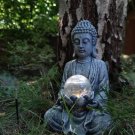 Peaceful Buddha Solar Statue Light Porch Garden Meditate Meditation Decor