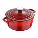 2 Qt Enamel Cast Iron Dutch Oven with Self-Basting Lid and Ombre Design, 2 Quarts, Red