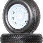 2-Pk Trailer Tire Rim ST205/75D14 14 in. Load C 5 Lug White Spoke Wheel