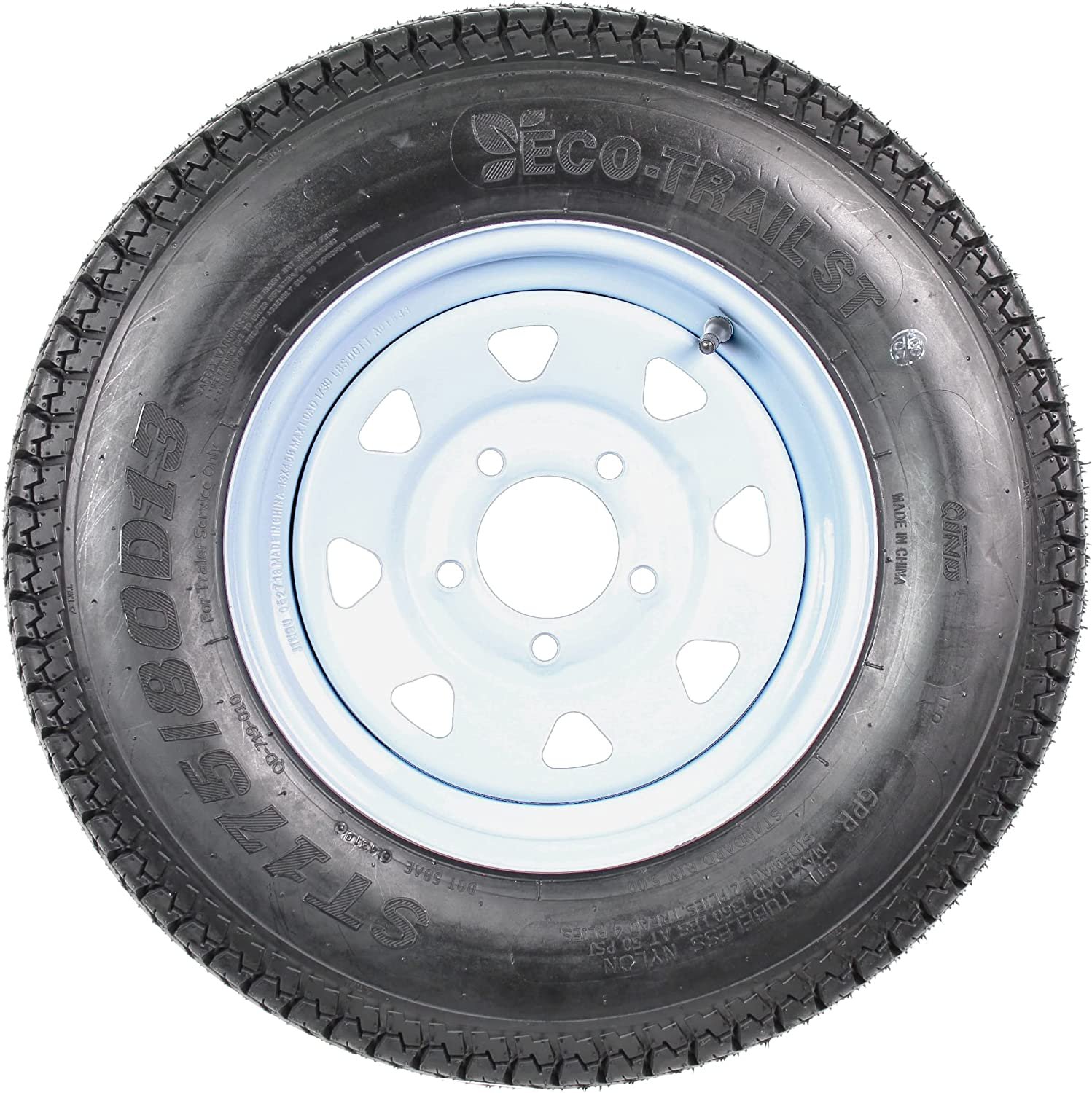 2-Pk Trailer Tires Rims ST175/80D13 175/80 13 B78-13 LRC 5 Lug White Spoke Wheel