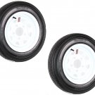 2-Pack Trailer Tire On Rim 4.80-12 Load C 5 Lug White Spoke Wheel 30660