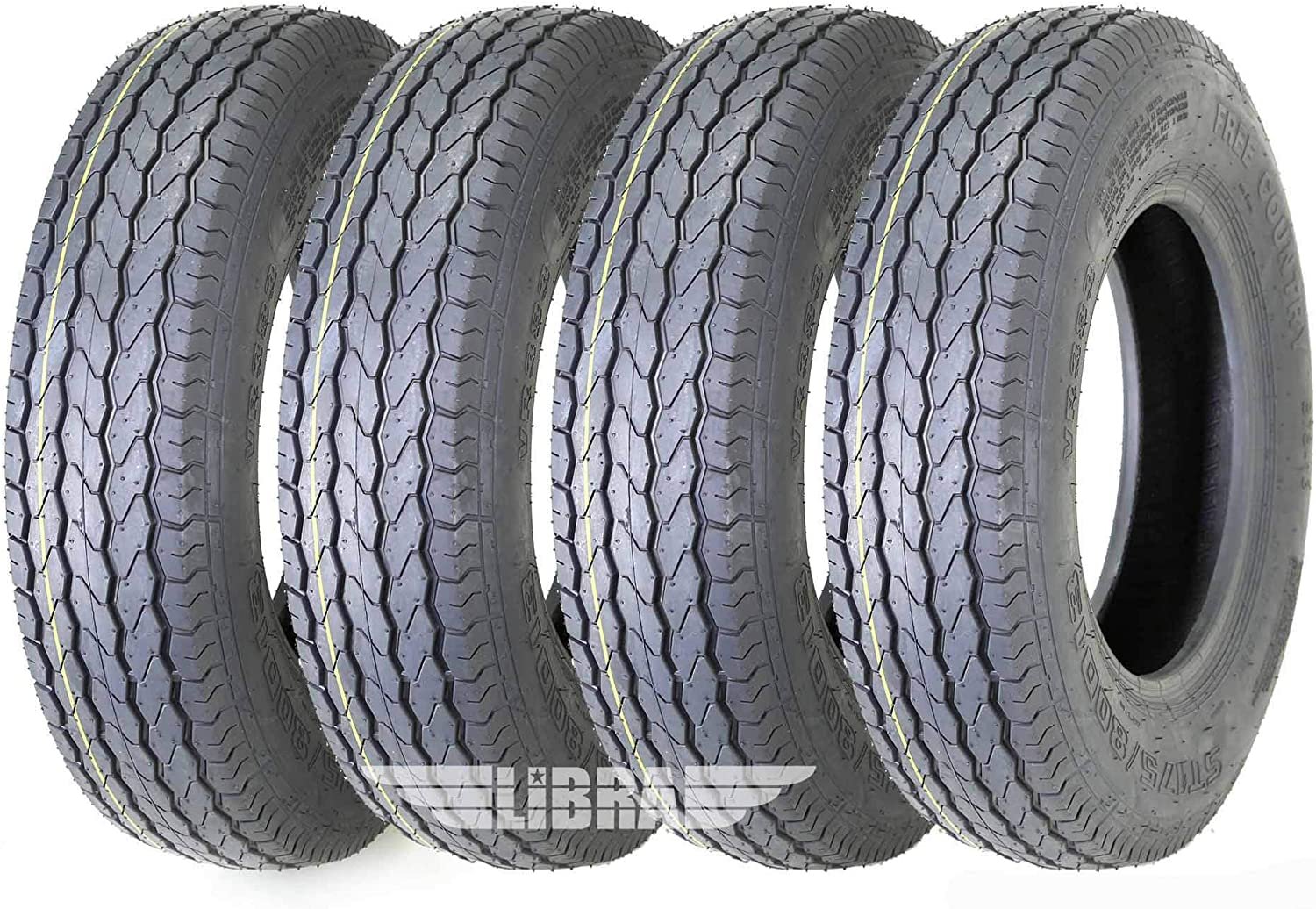 4 Premium FREE COUNTRY Heavy Duty Trailer Tires ST175/80D13 8PR Load Range D - 11071