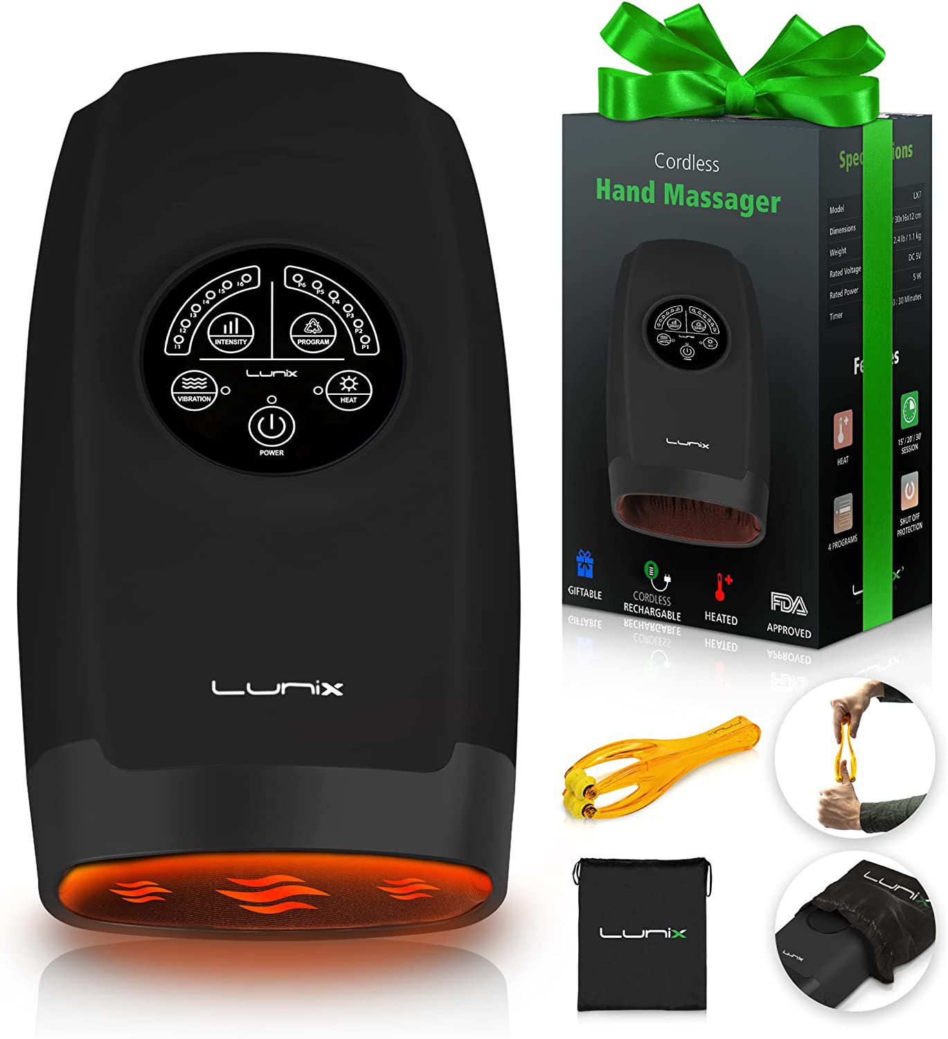 Lunix LX3 Cordless Electric Hand Massager with Compression