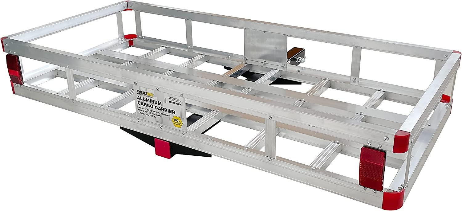 MaxxHaul 70108 49" x 22.5" Hitch Cargo Carrier - Trailer Hitch Mount Aluminum Cargo Carrier