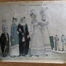 Rare 18th Century Ladies Gents Fashion Plate Huge Ladies Hats Gowns Breeches