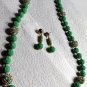 Gorgeous Vintage Green Glass Peking Czech Etc. Necklace Earrings Heavy Quality