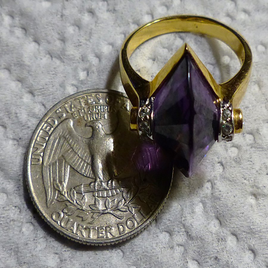 Gold over Sterling Fancy Open Fan Freeform Faceted Morganite Size 9.75 Ring