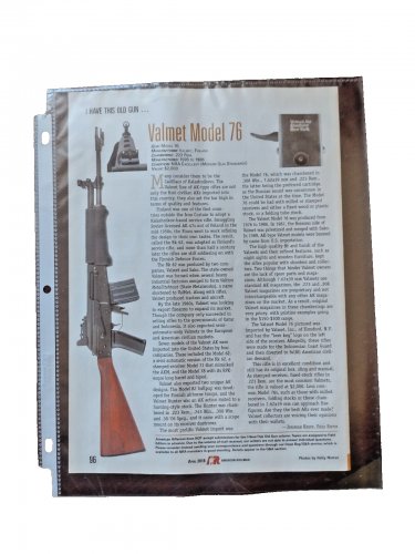 Valmet Model 76 AK, I Have This Old Gun Print Article/Clipping/Ad Rifleman 2018