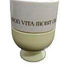 1960's Vintage Avon Vita Moist Cream Milk Glass Jar Yellow Pedestal Empty