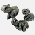 Vintage Set of 3 Lipco Resin Trunk Up Elephant Figurines Mom and Babies Taiwan