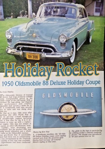Vtg Holiday Rocket Print Article About 1950 Oldsmobile 88 Deluxe Holiday Coupe