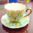 Vintage Unbranded Miniature Porcelain Floral Tea Cup And Saucer Made In Japan