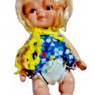 Vintage 1966 Uneeda Doll Baby PeeWee Girl Original Clothing Bendable Limbs 4"