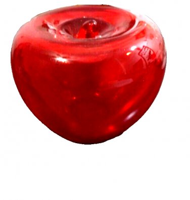 Candy Apple Red Hand Blown Art Glass Apple Paperweight Vtg MCM Heavy Blenko?