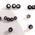 Lot Of 13 Vintage Black White Rhinestone Shank Sewing Buttons 6 Asst Sizes/Types