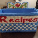 Handmade Recipe Organizer Holder Blue & White Needlepoint Country Style Decor