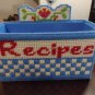 Handmade Recipe Organizer Holder Blue & White Needlepoint Country Style Decor
