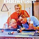 Vtg 1963 Budweiser Beer Saturday Afternoon Men Playing Pool Print Magazine Ad