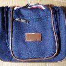 American Traveler Hanging Cosmetic Bag, Blue with Brown Trim New With Tags