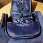 American Traveler Hanging Cosmetic Bag, Blue with Brown Trim New With Tags