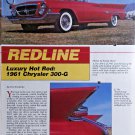 1961 CHRYSLER 300-G Luxury Hot Rod Original 1994 Print Article By Eric Brockman