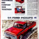 1964 FORD 100 PICKUP TRUCK Print Ad "Toughness and comfort ride together"
