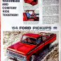 1964 FORD 100 PICKUP TRUCK Print Ad "Toughness and comfort ride together"
