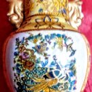 Vintage Japanese Satsuma Style Moriage Asian Vase Hand Painted Decor 8" Tall