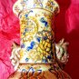 Vintage Japanese Satsuma Style Moriage Asian Vase Hand Painted Decor 8" Tall