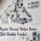 Vintage 1944 Old Gold Cigarettes Print Ad Apple Honey The Fresher The Better