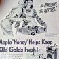 Vintage 1944 Old Gold Cigarettes Print Ad Apple Honey The Fresher The Better