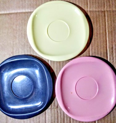 3 Pieces Boonton Ware Saucers Melamine Melmac Mid Century Modern 1202-6 Pastel