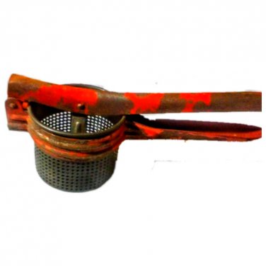 Vtg 1940's Handy Things Food Ricer Masher Handheld Press Red Metal Handle USA
