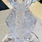 Vintage Hofbauer Lead Crystal Cut Glass Candlestick Holder Roses & Stars 5" Tall