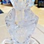Vintage Hofbauer Lead Crystal Cut Glass Candlestick Holder Roses & Stars 5" Tall