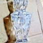Vintage Hofbauer Lead Crystal Cut Glass Candlestick Holder Roses & Stars 5" Tall