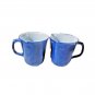 Two Vintage PYREX Slate Blue Coffee Mugs Tea Cups Milk Glass 8 Oz. D Handle