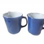 Two Vintage PYREX Slate Blue Coffee Mugs Tea Cups Milk Glass 8 Oz. D Handle