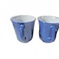 Two Vintage PYREX Slate Blue Coffee Mugs Tea Cups Milk Glass 8 Oz. D Handle
