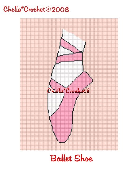 CHELLA*CROCHET Ballerina Shoe Slipper Ballet Afghan Crochet Pattern Graph EMAILED .PDF