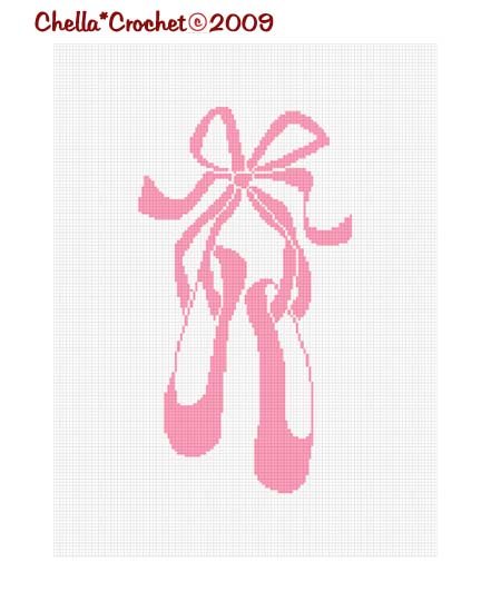 CHELLA*CROCHET Ballerina Shoes Slippers Ballet Afghan Crochet Pattern Graph EMAILED .PDF