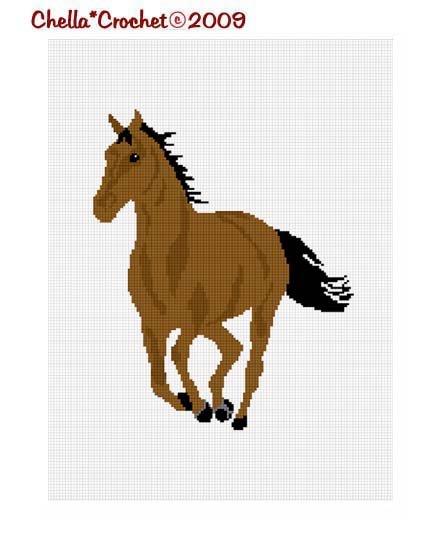 CHELLA*CROCHET Horse Stallion Mare Brown Black Afghan Crochet Pattern graph EMAILED .PDF