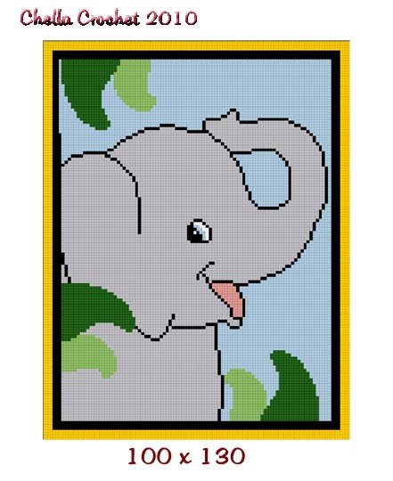 Chella Crochet SMALL Baby Elephant on Safari Jungle Afghan Pattern Graph Blanket Throw