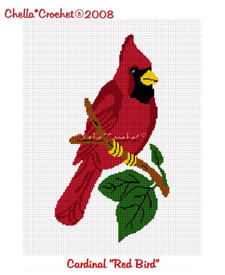 Cardinal Red Bird Afghan Crochet Pattern Graph