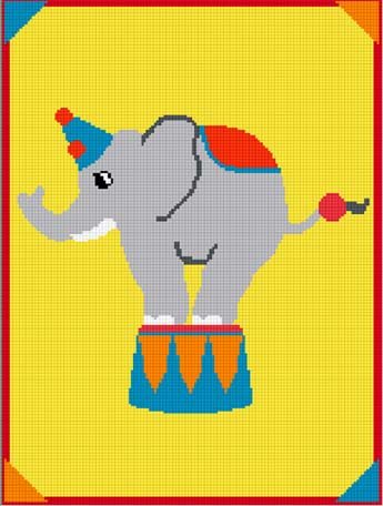 Fun & Easy Circus Elephant Afghan Crochet Pattern Graph